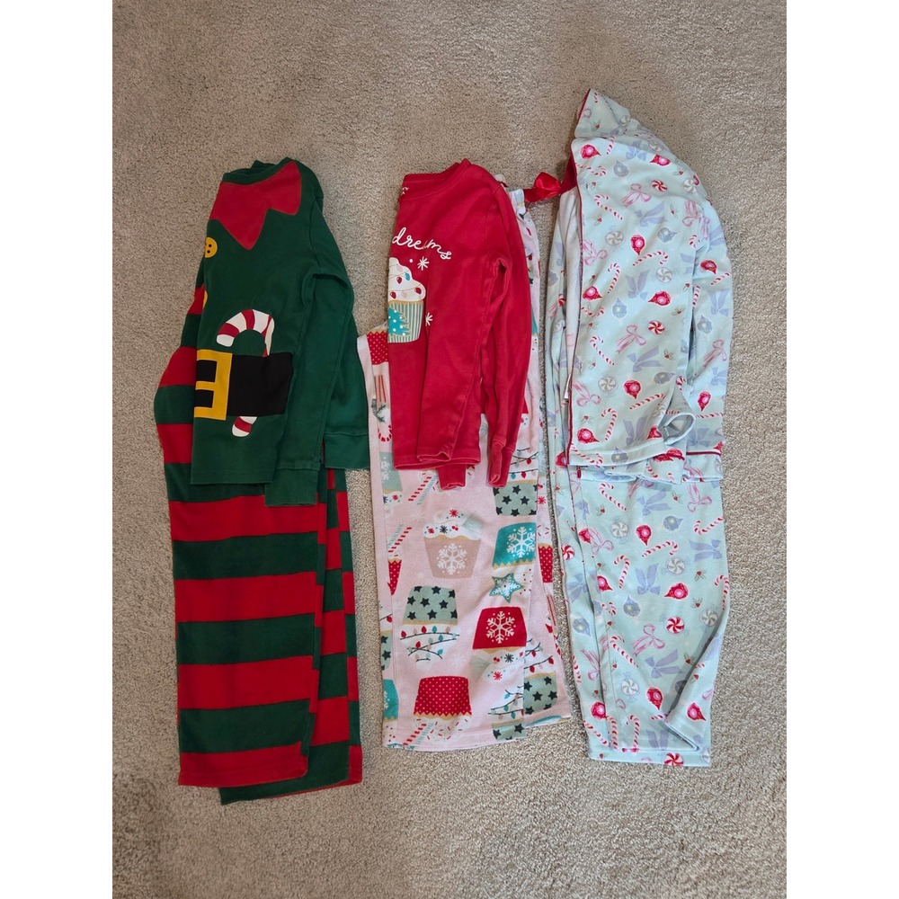 Carters Max & Olivia Pajamas Kids Size 7-8 Multicolor Christmas Bundle Excellent